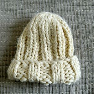 Cream hand knitted chunky beanie